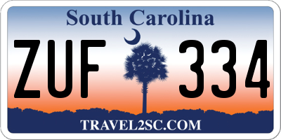 SC license plate ZUF334