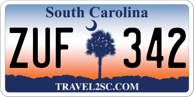SC license plate ZUF342
