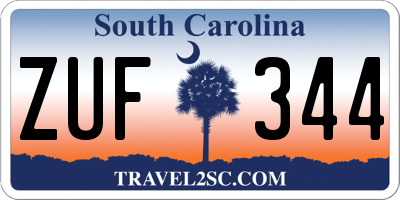 SC license plate ZUF344