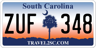 SC license plate ZUF348
