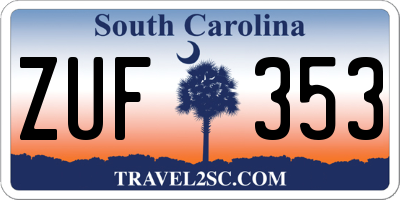 SC license plate ZUF353