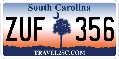 SC license plate ZUF356