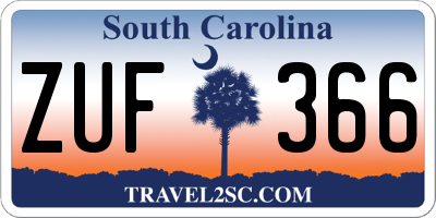 SC license plate ZUF366