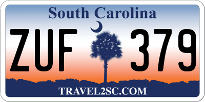 SC license plate ZUF379