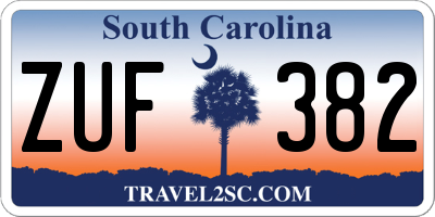 SC license plate ZUF382