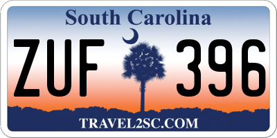 SC license plate ZUF396