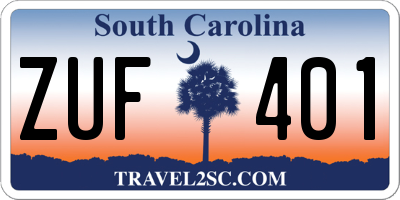 SC license plate ZUF401