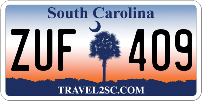 SC license plate ZUF409