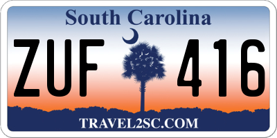 SC license plate ZUF416