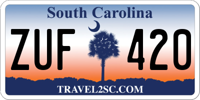 SC license plate ZUF420