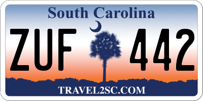 SC license plate ZUF442