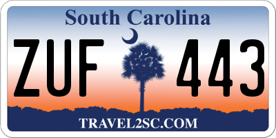 SC license plate ZUF443