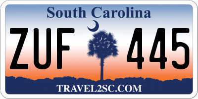 SC license plate ZUF445