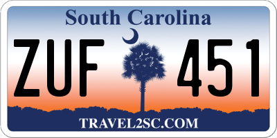 SC license plate ZUF451