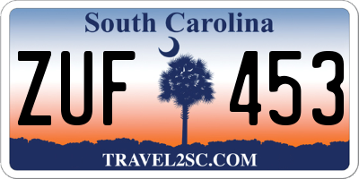 SC license plate ZUF453