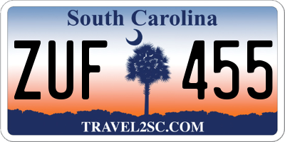 SC license plate ZUF455