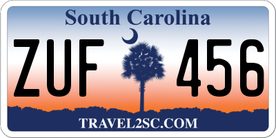 SC license plate ZUF456