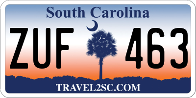 SC license plate ZUF463