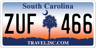 SC license plate ZUF466