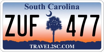 SC license plate ZUF477