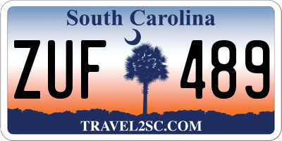 SC license plate ZUF489