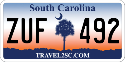 SC license plate ZUF492
