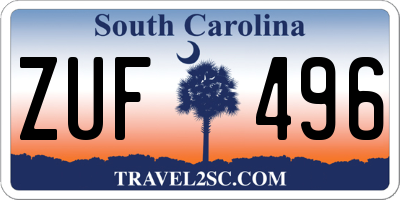 SC license plate ZUF496
