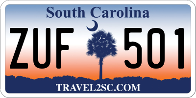 SC license plate ZUF501