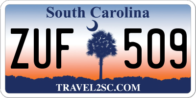 SC license plate ZUF509