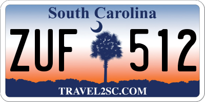 SC license plate ZUF512