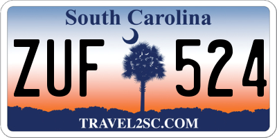 SC license plate ZUF524