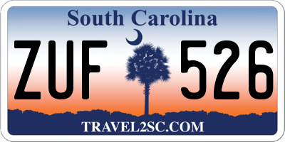 SC license plate ZUF526