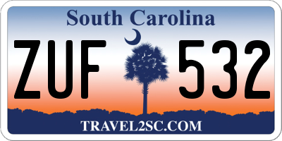 SC license plate ZUF532