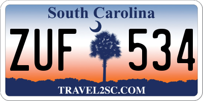 SC license plate ZUF534