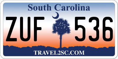 SC license plate ZUF536
