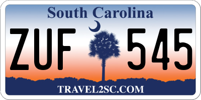 SC license plate ZUF545