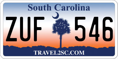 SC license plate ZUF546