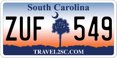 SC license plate ZUF549
