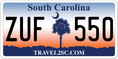 SC license plate ZUF550