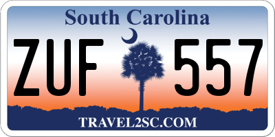 SC license plate ZUF557
