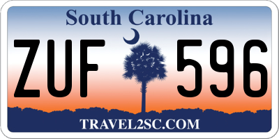 SC license plate ZUF596