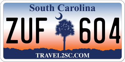 SC license plate ZUF604