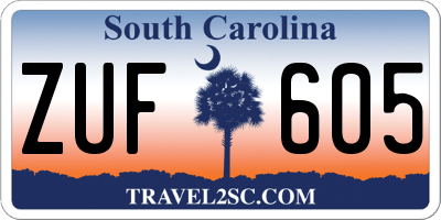 SC license plate ZUF605
