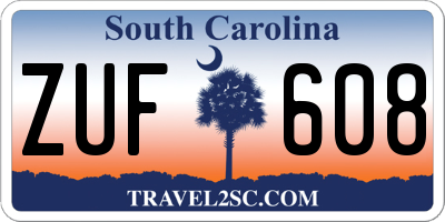 SC license plate ZUF608