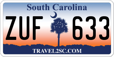 SC license plate ZUF633