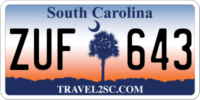 SC license plate ZUF643