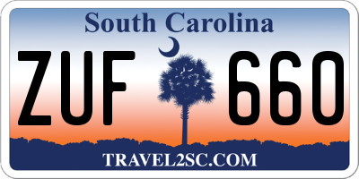 SC license plate ZUF660