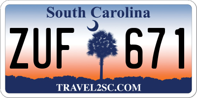 SC license plate ZUF671