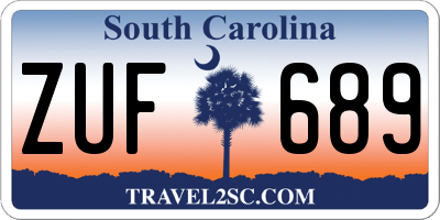 SC license plate ZUF689