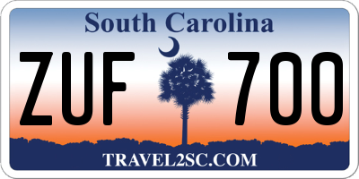 SC license plate ZUF700